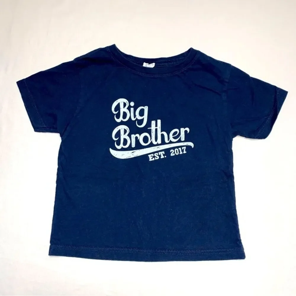 Big Brother Navy Blue Short Sleeve Tee Shirt Boy’s 3 Top TShirt Summer